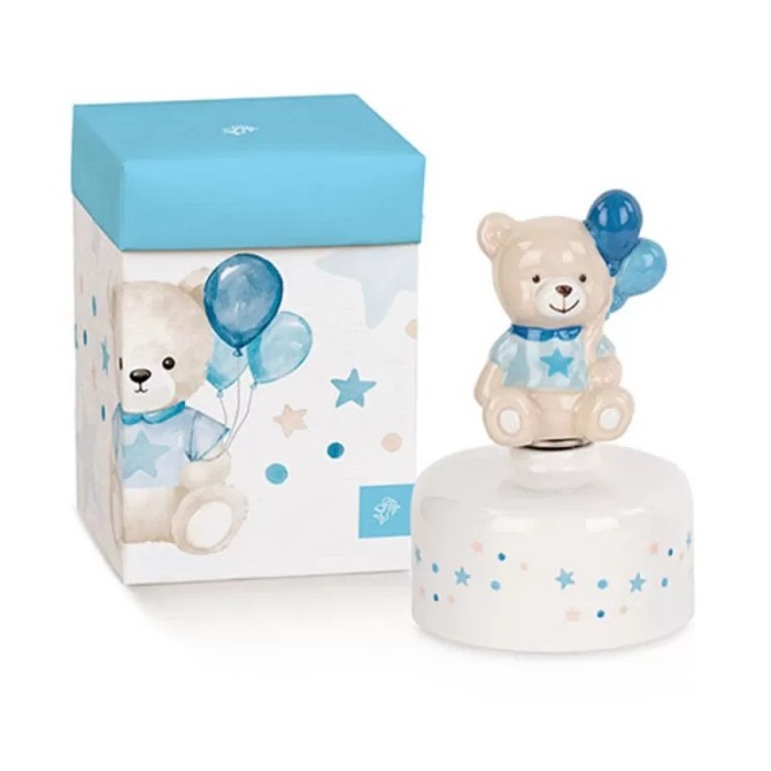 CARILLON ORSETTO PALLONCINO AZZURRO H12.5 CON SCATOLA